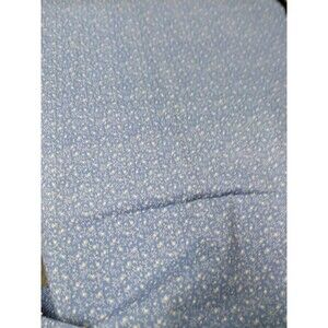 1 Yard by 44 Cotton Fabric Blue with White Flowers